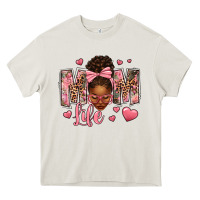 Cream Afro Messy Bun Mom Life Heavy Core Tee - texasbilliewilder