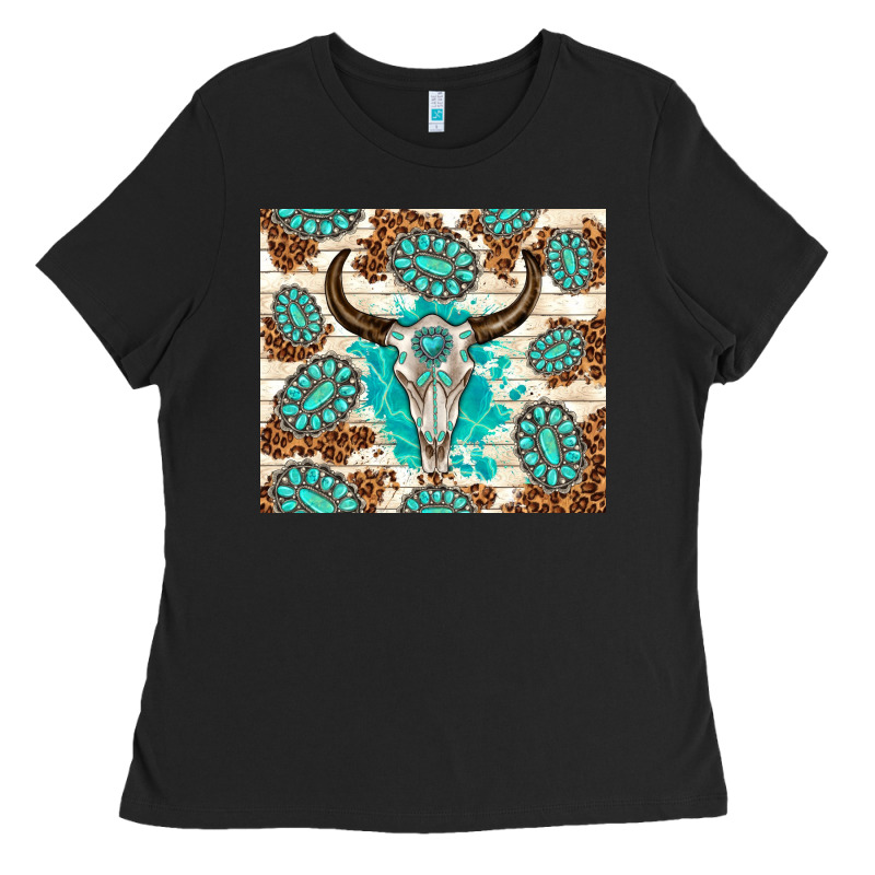 Gemstone Bull Skull Leopard Ladies Tee by TumblerDesignByShophia | Teevron