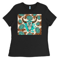 Black gemstone bull skull leopard Ladies Tee - TumblerDesignByShophia