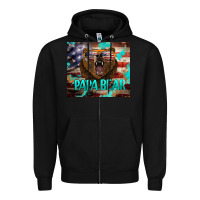 Black papa bear american flag  tumbler Zipper Hoodie - BarkalooDesign