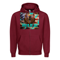Burgundy papa bear american flag  tumbler Zipper Hoodie - BarkalooDesign