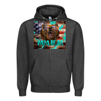 Charcoal Heather papa bear american flag  tumbler Zipper Hoodie - BarkalooDesign