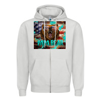 Dove Grey papa bear american flag  tumbler Zipper Hoodie - BarkalooDesign