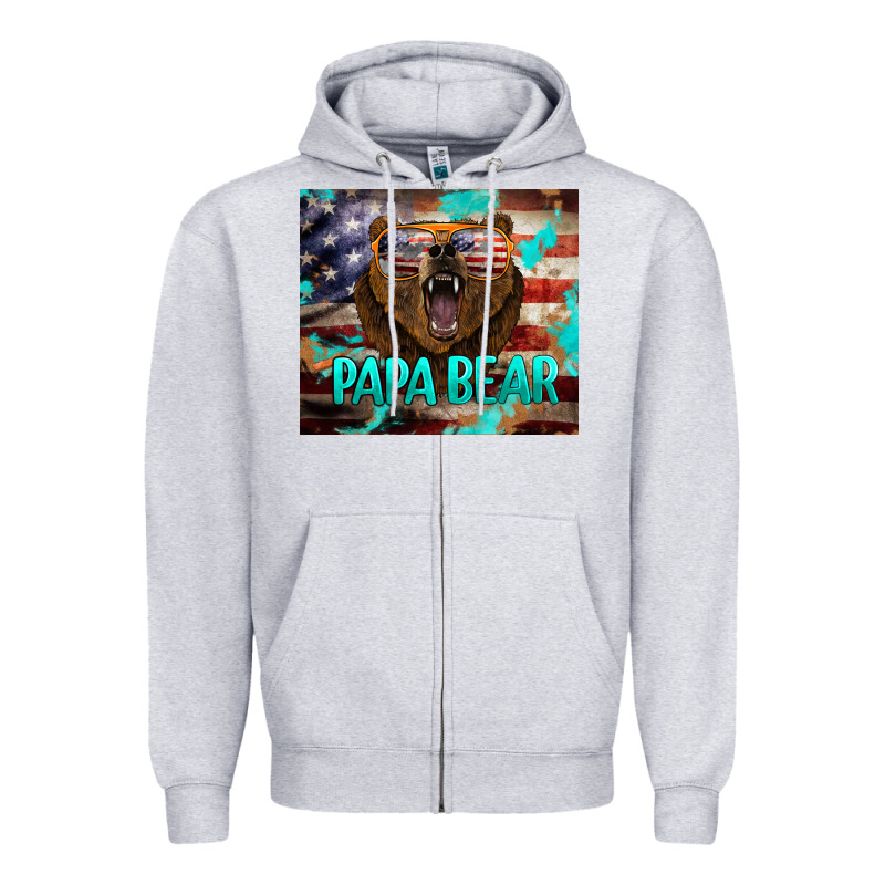 Papa Bear American Flag  Tumbler Zipper Hoodie by BarkalooDesign | Teevron