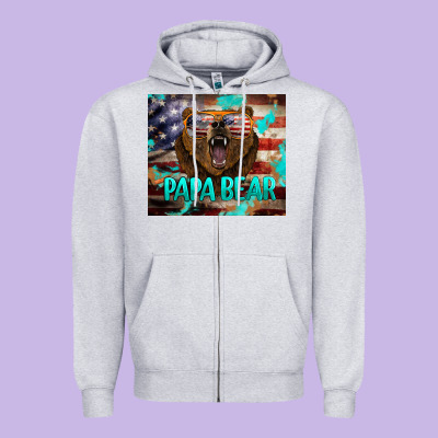 Papa Bear American Flag  Tumbler Zipper Hoodie Designed By Barkaloodesign