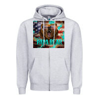 Heather Grey papa bear american flag  tumbler Zipper Hoodie - BarkalooDesign