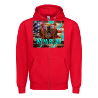 Red papa bear american flag  tumbler Zipper Hoodie - BarkalooDesign