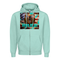 Seafoam papa bear american flag  tumbler Zipper Hoodie - BarkalooDesign