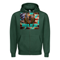 Sports Green papa bear american flag  tumbler Zipper Hoodie - BarkalooDesign
