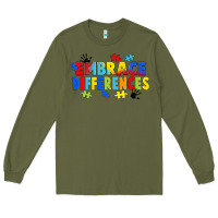 Army Green Embrace differences Long Sleeve Tee - FaDigitalArtStudio