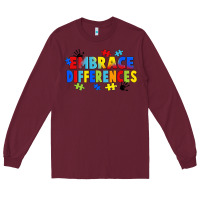 Burgundy Embrace differences Long Sleeve Tee - FaDigitalArtStudio