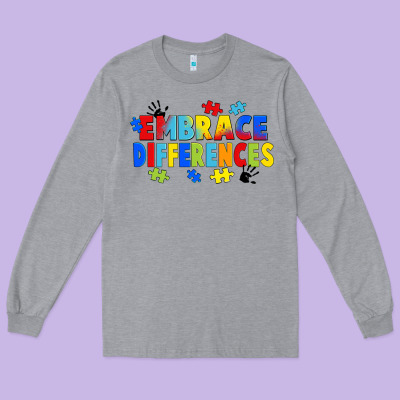 Embrace Differences Long Sleeve Tee Designed By Fadigitalartstudio