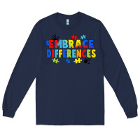 Navy Embrace differences Long Sleeve Tee - FaDigitalArtStudio