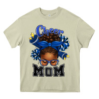 Mossy Cheer Mom Afro Messy Bun Heavy Core Tee - texasbilliewilder