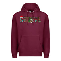 Burgundy Believe Christmas Premium Hoodie - CowhideDigitalArt