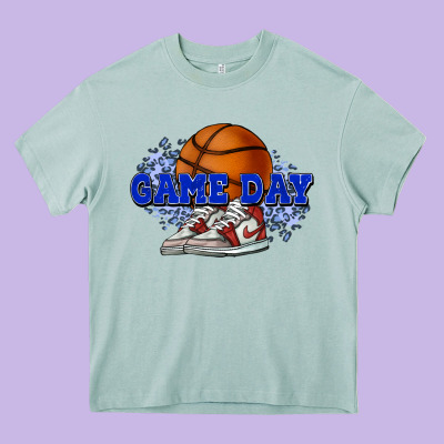 Game Day Basketball Heavy Core Tee Designed By Nancycooperartshop