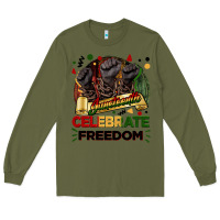 Army Green Juneteenth celebrate freedom Long Sleeve Tee - FaDigitalArtStudio