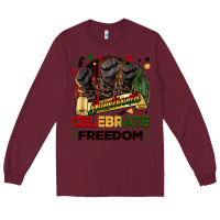 Burgundy Juneteenth celebrate freedom Long Sleeve Tee - FaDigitalArtStudio