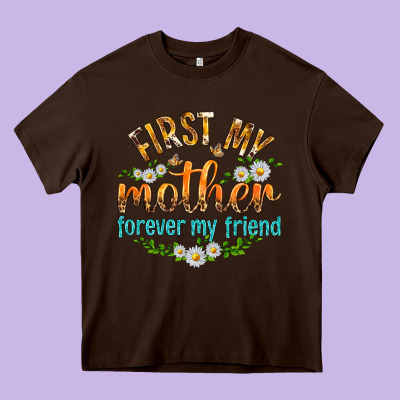 First My Mother Forever My Friend With Daisies Heavy Core Tee Designed By Texasbilliewilder