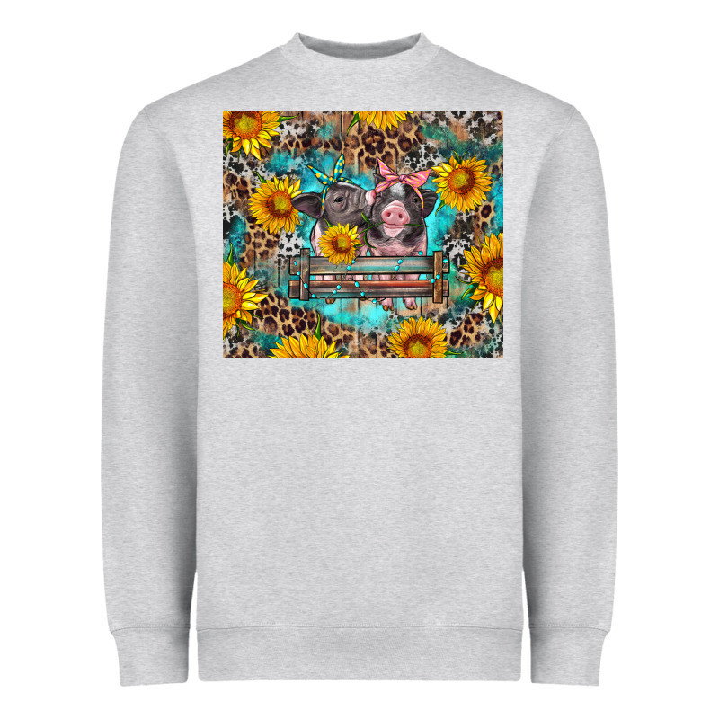 Baby Pigs With Leopard Cowhide And Sunflowers Heavyweight Sweatshirt by Artiststas | Teevron
