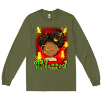 Army Green blessed juneteenth Long Sleeve Tee - FaDigitalArtStudio