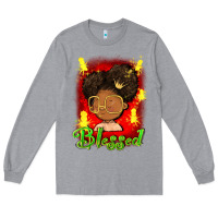 Heather Grey blessed juneteenth Long Sleeve Tee - FaDigitalArtStudio