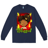 Navy blessed juneteenth Long Sleeve Tee - FaDigitalArtStudio