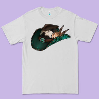 Cowhide Flowers Cowboy Hat Premium Tee Designed By Jasminsmagicworld