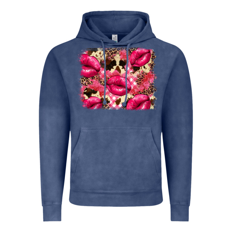 Valentine's Day Pink Plaid Red Glitter Cowhide Vintage Hoodie by FaDigitalArtStudio | Teevron