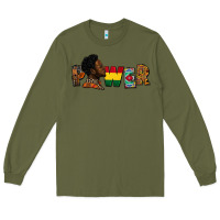 Army Green Power Juneteenth Long Sleeve Tee - FaDigitalArtStudio
