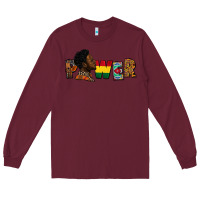 Burgundy Power Juneteenth Long Sleeve Tee - FaDigitalArtStudio