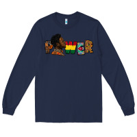 Navy Power Juneteenth Long Sleeve Tee - FaDigitalArtStudio
