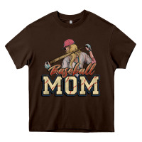 Chocolate Brown Baseball Mom Heavy Core Tee - NancyCooperArtShop