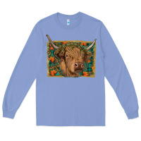 Colony Blue highland cow fall Long Sleeve Tee - RanaPortraitStore
