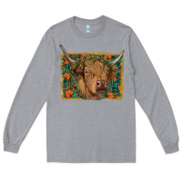 Heather Grey highland cow fall Long Sleeve Tee - RanaPortraitStore