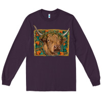 Plum highland cow fall Long Sleeve Tee - RanaPortraitStore