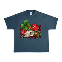Midnight Navy bullskull rose and cactus olivia Urban Heavy Tee - OliviaCreatesArt
