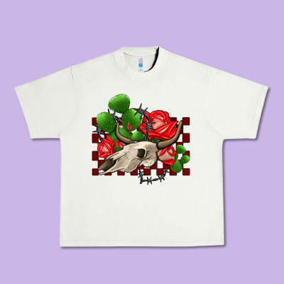 Bullskull Rose And Cactus Olivia Urban Heavy Tee Designed By Oliviacreatesart