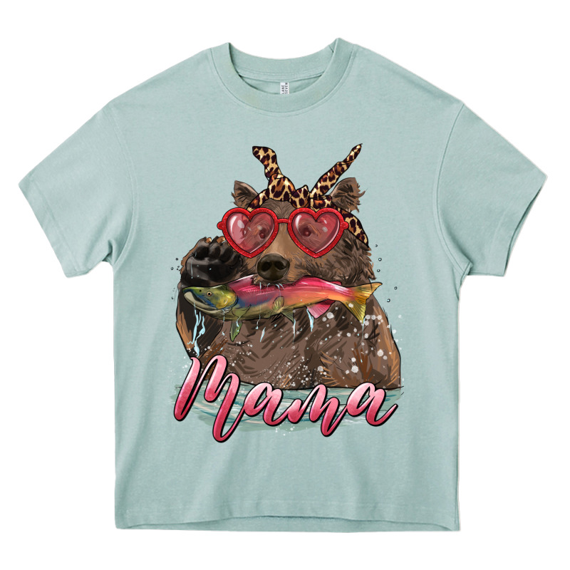 Mother's Day Glasses Leopard Bandana Mama Bear Hunting Fish Heavy Core Tee by RanaPortraitStore | Teevron