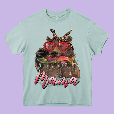 Mother's Day Glasses Leopard Bandana Mama Bear Hunting Fish Heavy Core Tee Designed By Ranaportraitstore
