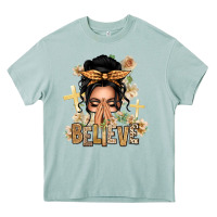 Arona Black Hair Believe Praying Caucasian Messy Bun Heavy Core Tee - texasbilliewilder