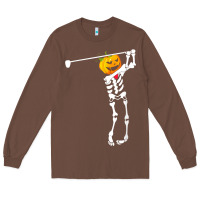Chestnut Golf Skeleton Pumpkin Halloween Shirt Long Sleeve Tee - maiPhamDesign
