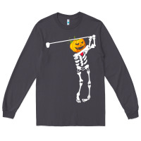 Smoke Golf Skeleton Pumpkin Halloween Shirt Long Sleeve Tee - maiPhamDesign