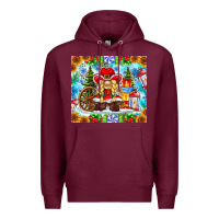 Burgundy Christmas cowboy gnome Premium Hoodie - CowhideDigitalArt
