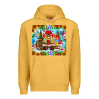 Mustard Christmas cowboy gnome Premium Hoodie - CowhideDigitalArt