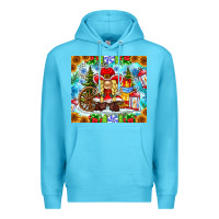 Ocean Blue Christmas cowboy gnome Premium Hoodie - CowhideDigitalArt
