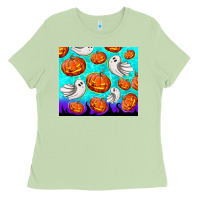 Matcha halloween pumpkins with ghosts Ladies Tee - TumblerDesignByShophia