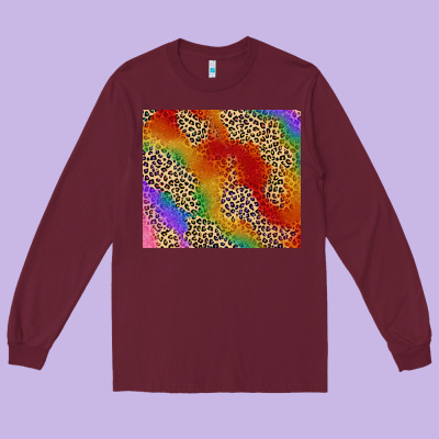 Pride Rainbow Leopard Design Long Sleeve Tee Designed By Fadigitalartstudio