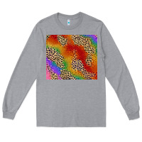 Heather Grey Pride rainbow leopard design Long Sleeve Tee - FaDigitalArtStudio