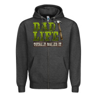 Charcoal Heather dad lıfe totally naıled it Zipper Hoodie - BarkalooDesign